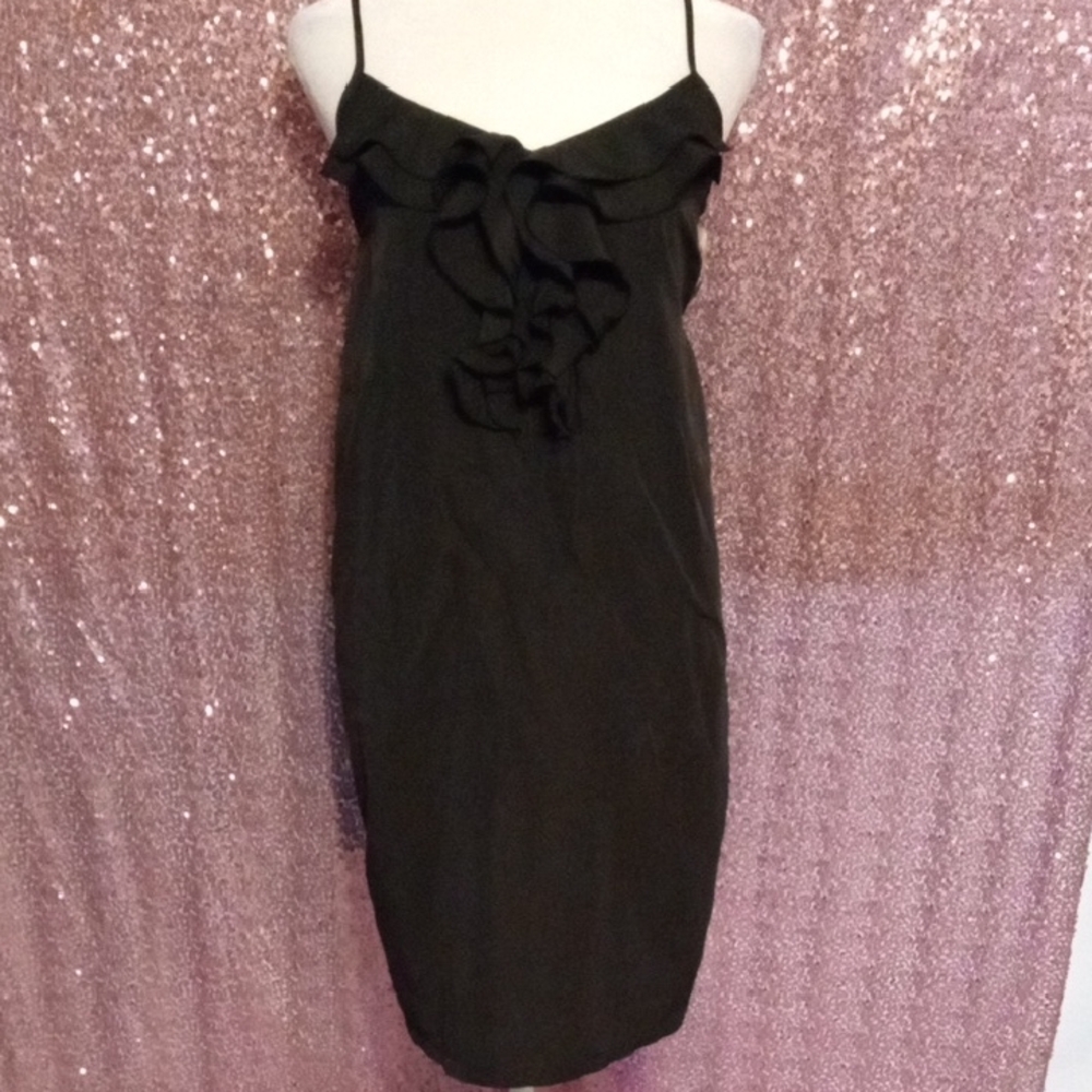 Volcom Elegant Black Ruffled  Spaghetti Strap  Dress